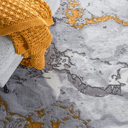 SAFAVIEH Craft Collection Area Rug - 10'6" x 14', Grey & Gold, Modern Abstract Design, Non-Shedding & Easy Care, Ideal for High Traffic Areas in Living Room, Bedroom (CFT860F)