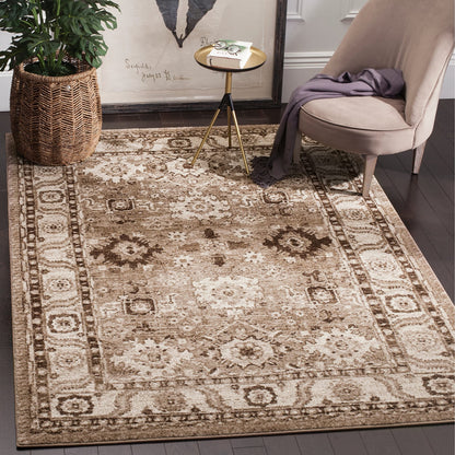 SAFAVIEH Vintage Hamadan Collection Area Rug - 9' Square, Taupe, Traditional Persian Design, Non-Shedding & Easy to Clean, Ideal for Living Room, Bedroom, Dining Space (VTH214T)