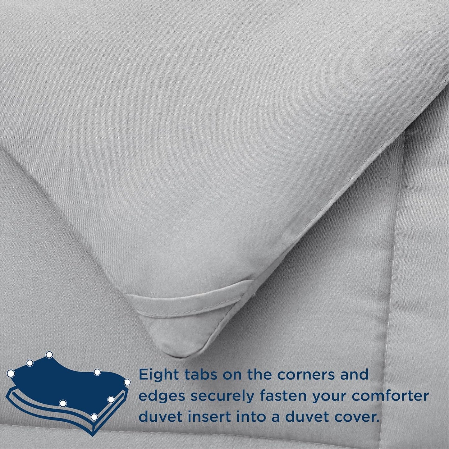 Bedsure Comforter Duvet Insert - All-Season Twin Size Quilted Bedding, GentleSoft Down Alternative, Light Grey 88 x 68 Inches