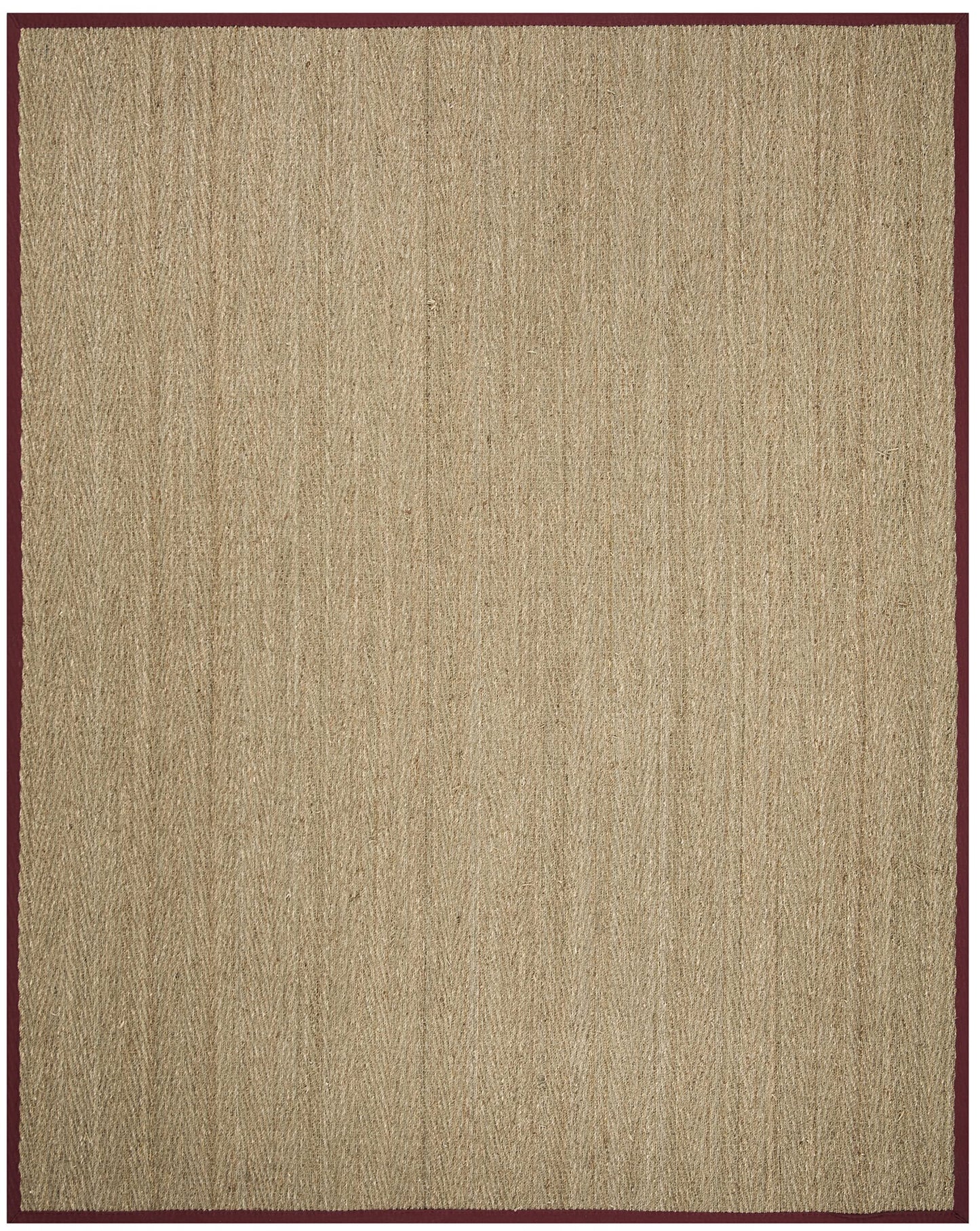 SAFAVIEH Area Rug 9x12 - Natural Fiber Collection - Large - Natural & Red, Seagrass, Herringbone Pattern with Border (NF115D)