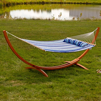 Sunnydaze Curved Wood Hammock Stand Only - 2-Person Wooden Hammock Stand for Outside with 400-Pound Capacity- 13-Foot