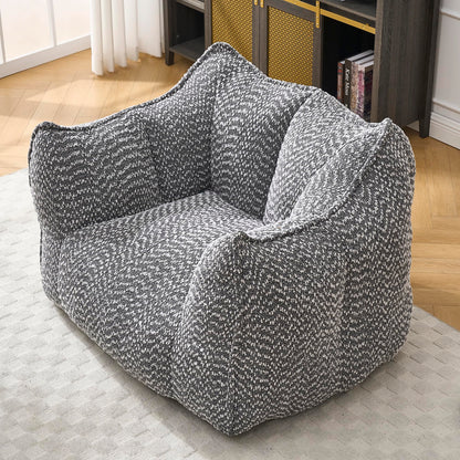 Large Grey Chenille Bean Bag Chair for Adults, Oversized Comfy Lounger for Living Room, Bedroom, Gaming, Reading, Watching TV, 47.2" x 36.2" x 30.7"