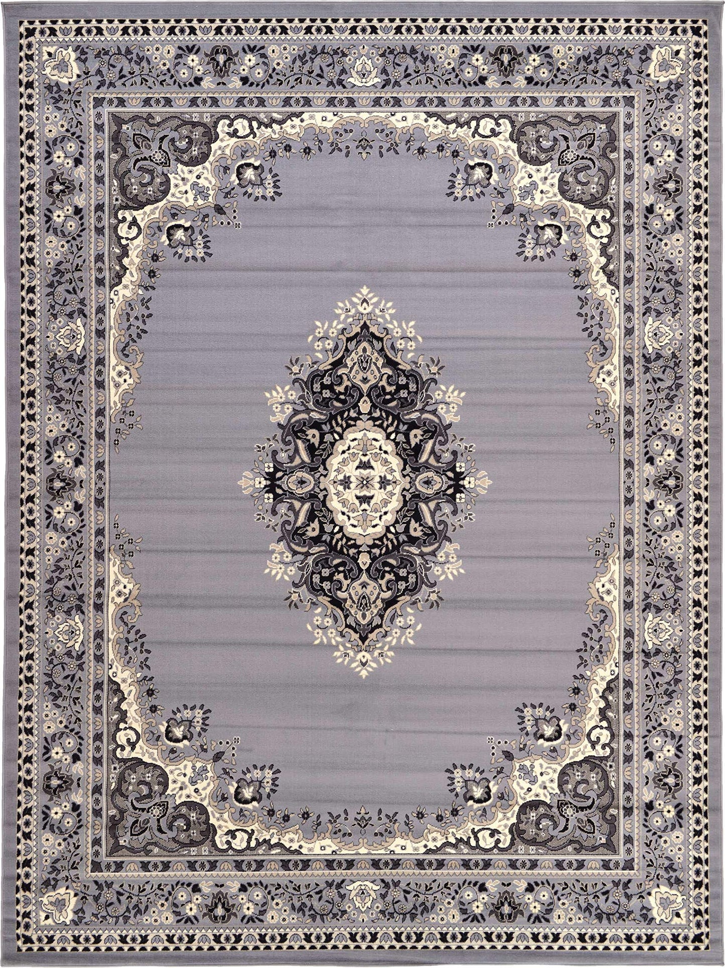 Unique Loom Reza Collection Traditional Persian Style Area Rug, 9 ft 10 in x 13 ft, Gray/Ivory