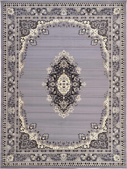 Unique Loom Reza Collection Traditional Persian Style Area Rug, 9 ft 10 in x 13 ft, Gray/Ivory