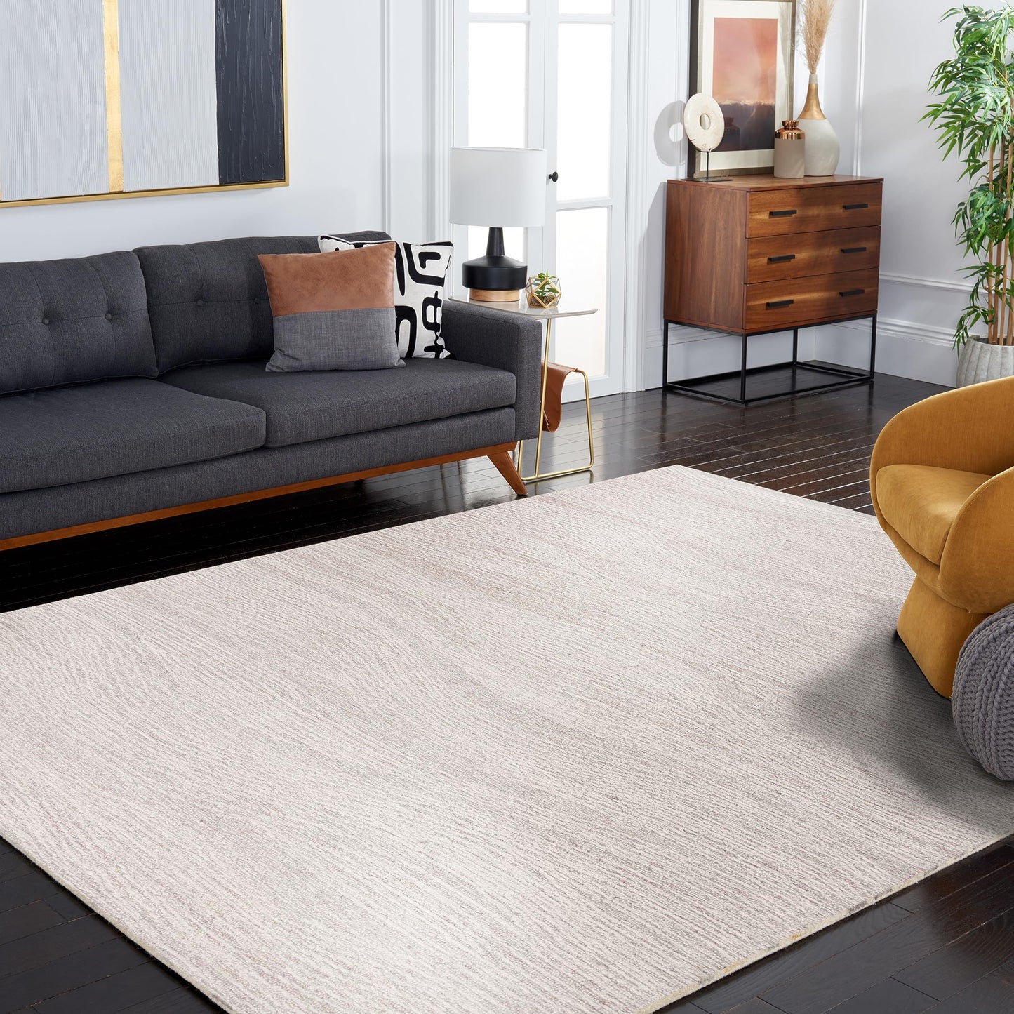 SAFAVIEH Metro Collection 8' x 10' NaturalIvory MET995A Handmade Premium Wool Living Room Dining Bedroom Area Rug