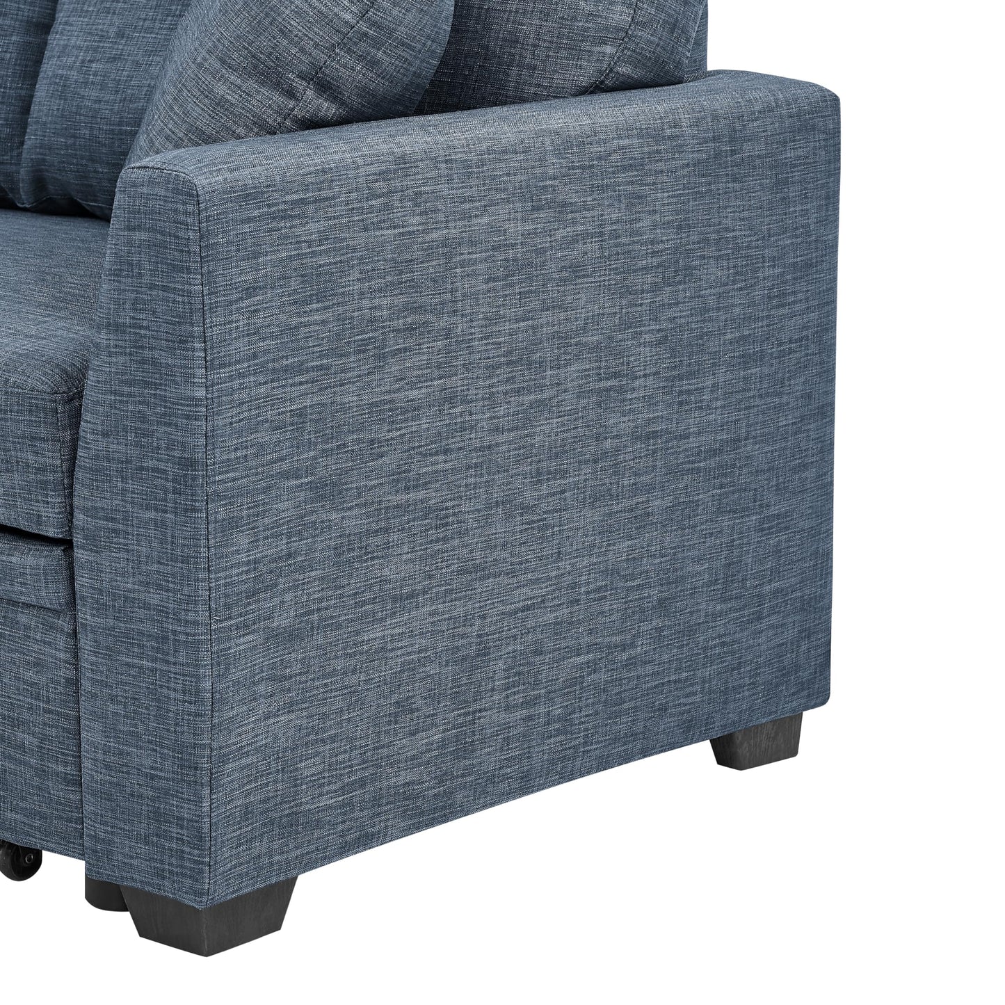 Ball & Cast 85" Convertible Sleeper Sofa Bed,Small Corner Sofa Sectional Couches for Living Room,Upholstered L Shaped Pull Out Couch Bed with Reversible Storage Chaise,Blue