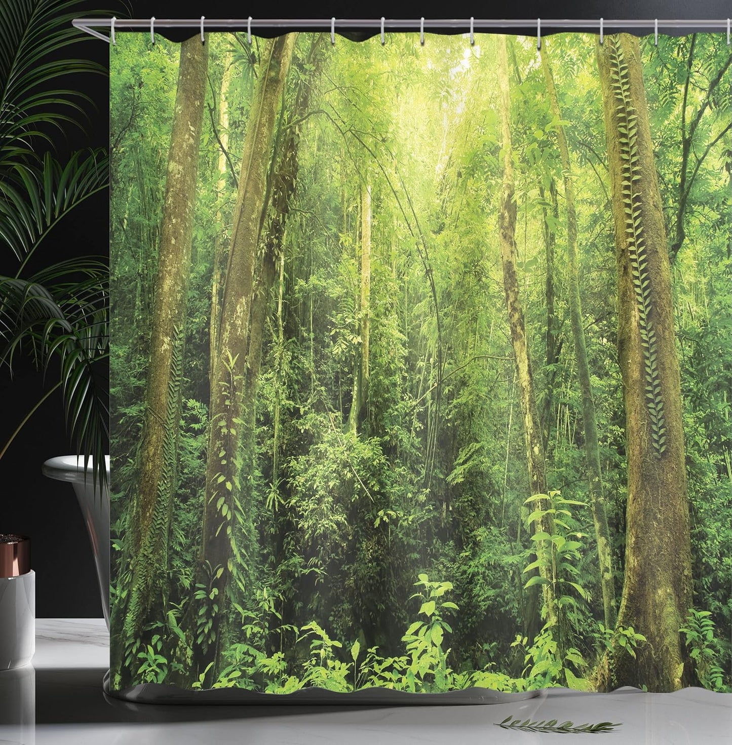 Ambesonne Shower Curtain Set, Rainforest Decorations, 69W X 70L inches, Green, Bathroom Accessories