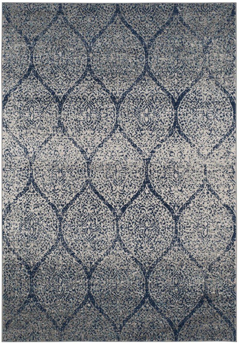 SAFAVIEH Madison Collection Accent Rug - 4' x 6', Navy & Silver, Glam Ogee Trellis Distressed Design, Non-Shedding & Easy Care, Ideal for High Traffic Areas in Entryway, Living Room, Bedroom (MAD604G)