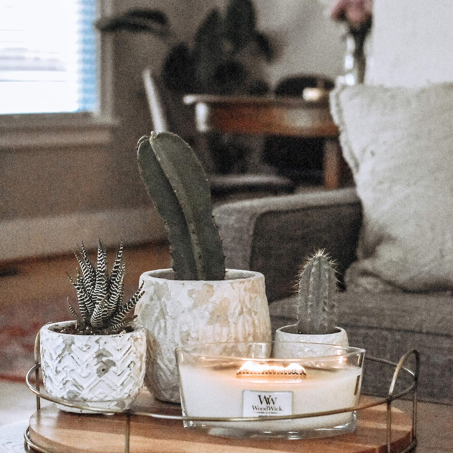 WoodWick Candle, Wax, White Teak, Ellipse Shape
