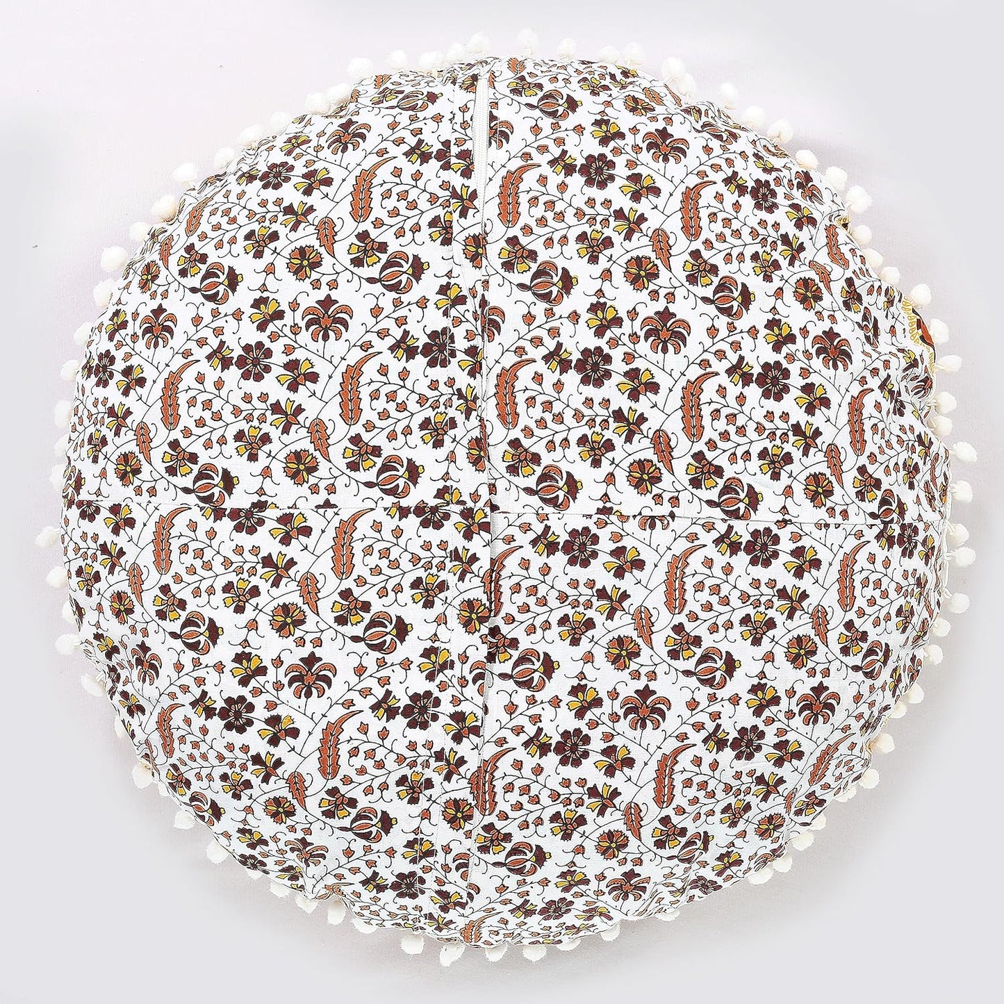 22" Indian Consigners Floor Cushion Covers Round Mandala Ombre Zipped Ottoman Cover