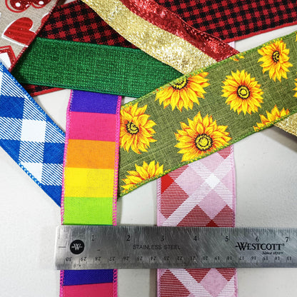 20 Yards Seasonal Fabric Wired Edge Ribbons 1.5” and 2.5” Bulk Variety Pack (20 Assorted Seasonal and Holiday Ribbons, 1 Yard Each – Styles and Textures May Vary) (Easter/Spring)