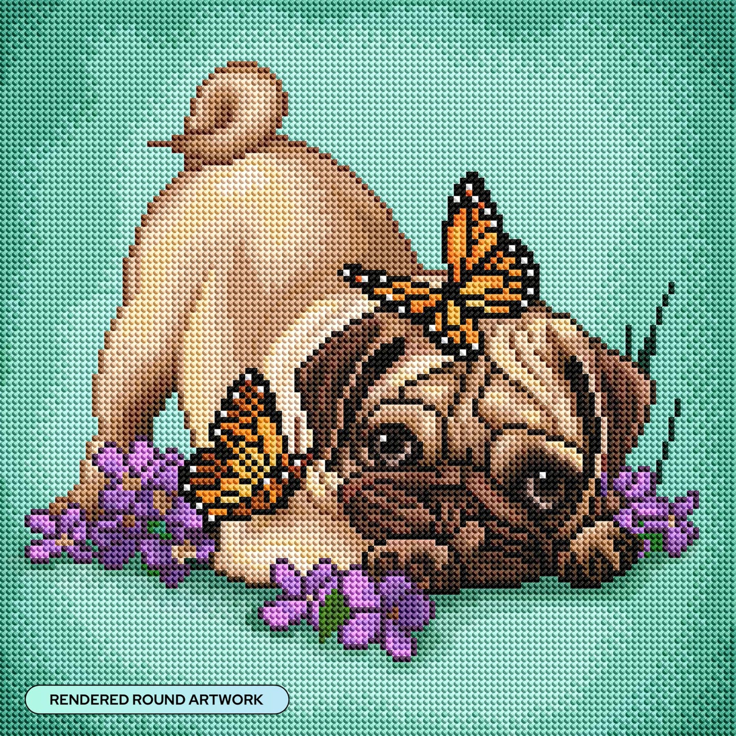 DIAMOND ART CLUB Butterfly Pug Diamond Painting Kit, Fun DIY Crafts for Adults, Round Diamond Art Canvas, 13" x 13" (33 cm x 33 cm)