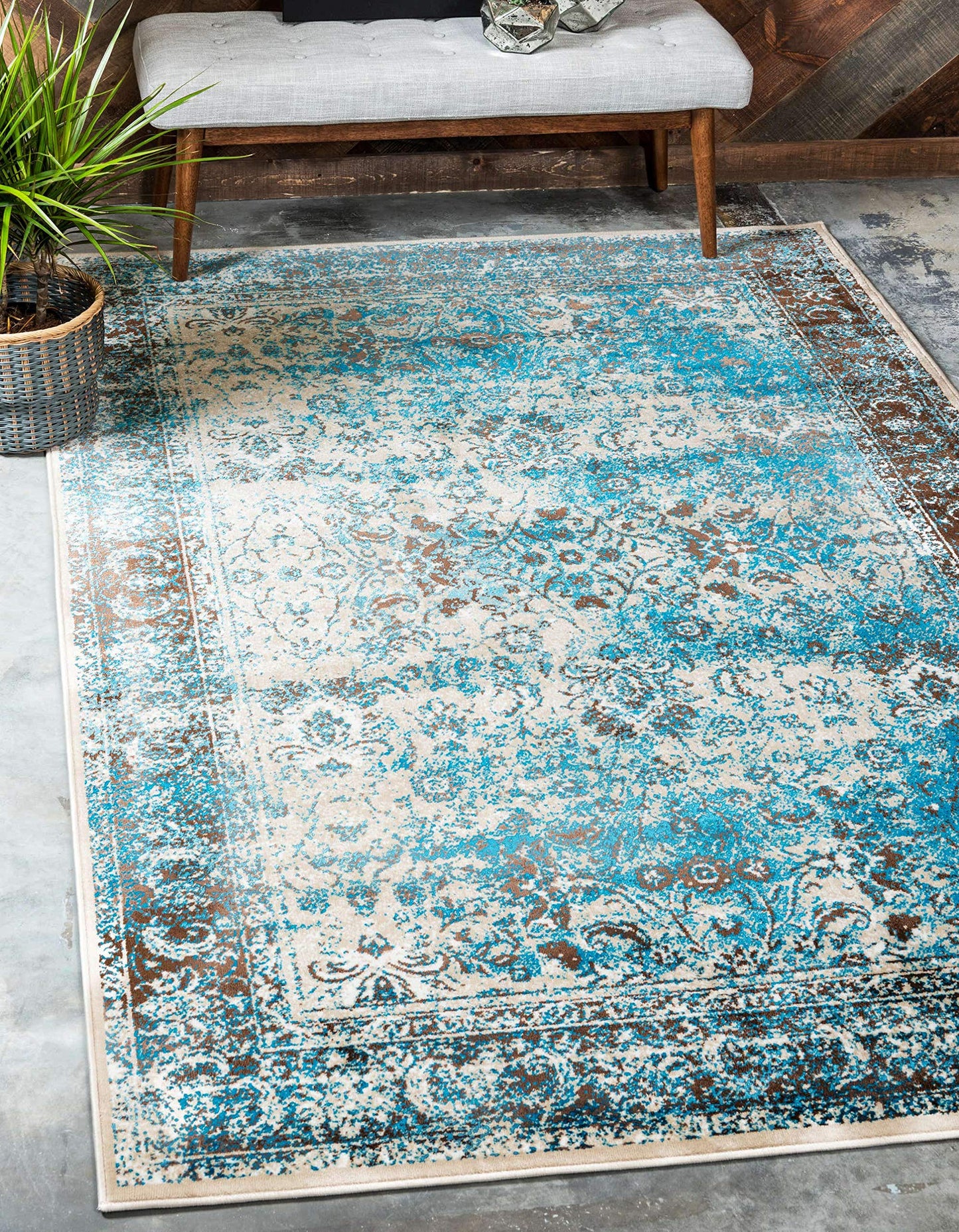 Unique Loom Imperial Collection (10' 0 x 13' 0 Rectangular, Ivory/ Turquoise)