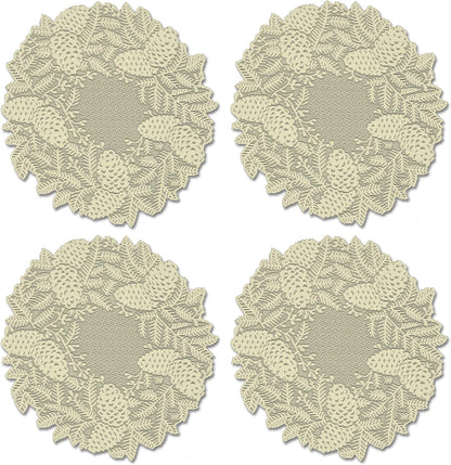 Heritage Lace Highland Pine Doily, 15", Ivory, 4 Count