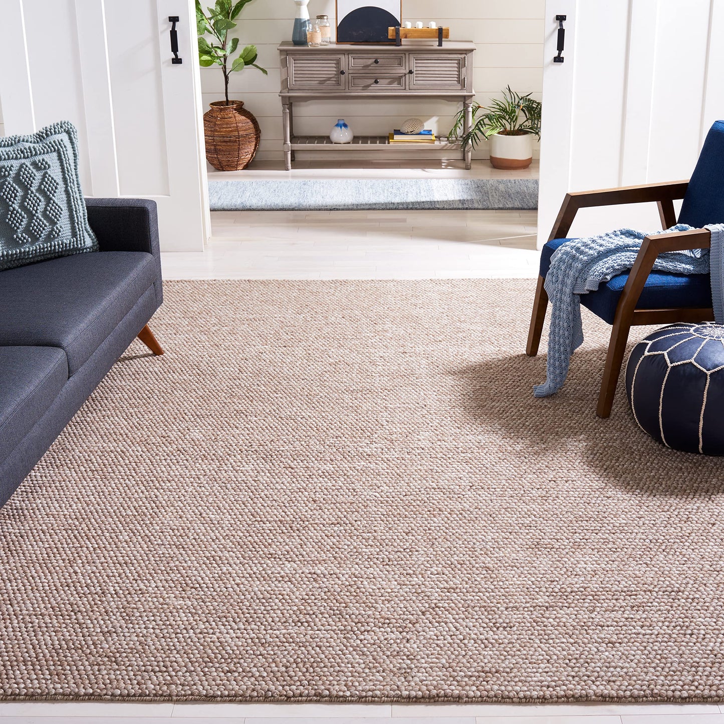 SAFAVIEH Area Rug 8x10 - Natura Collection - Large - Brown, Handmade Wool Blend, Textured Design, Ideal for Living Room, Bedroom, Dining Space (NAT620T)