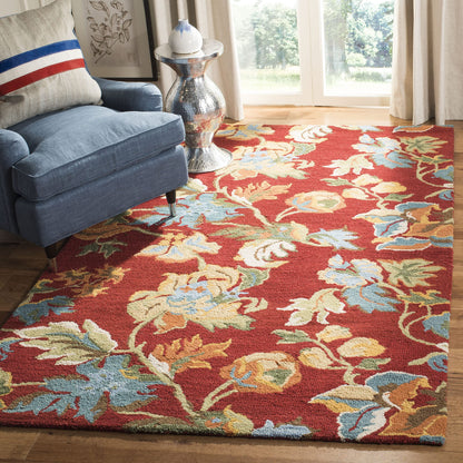 SAFAVIEH Blossom Collection 8' x 10' Red / Multi BLM672A Handmade Premium Wool Area Rug