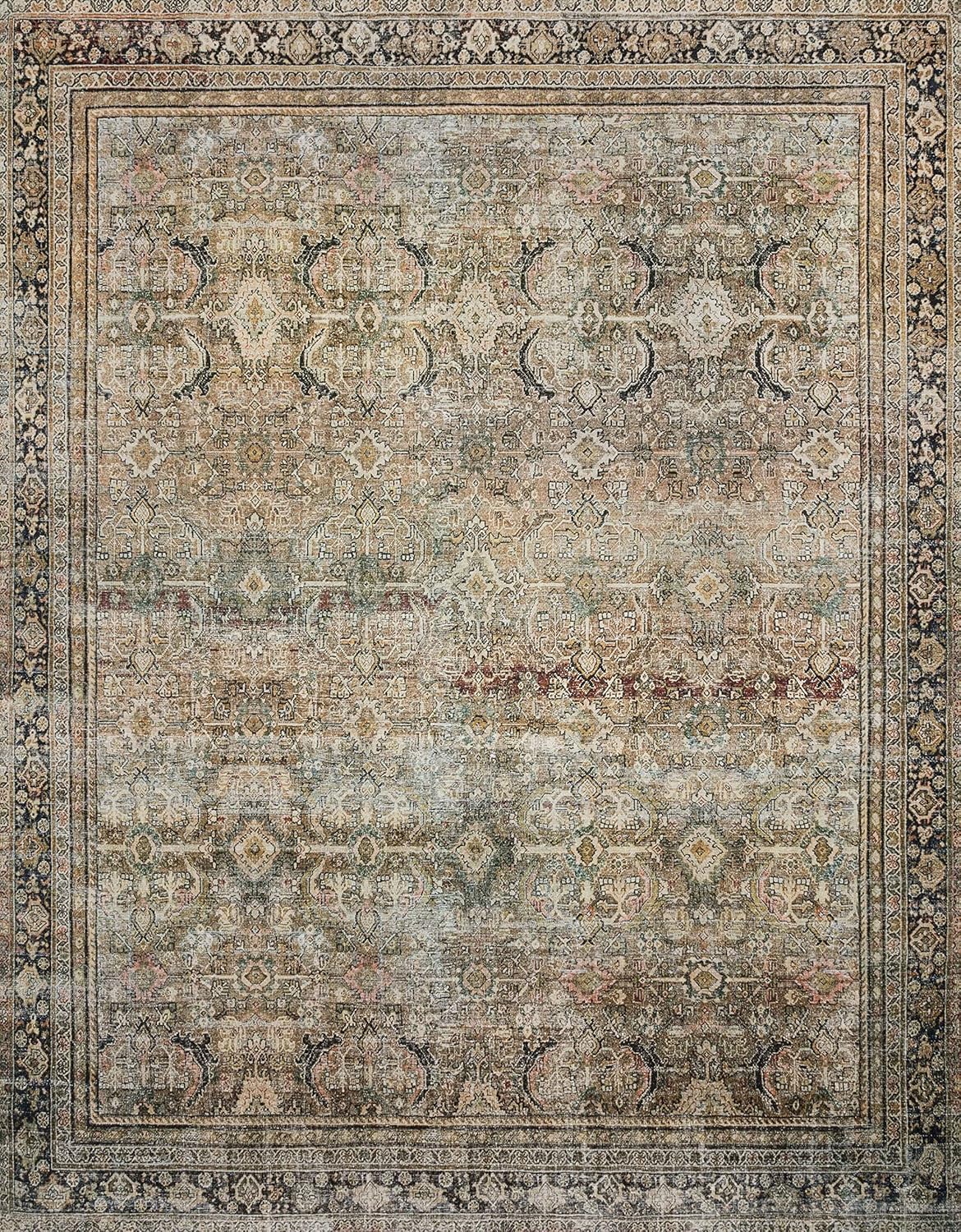 Loloi Layla Collection Accent Rug - Olive/Charcoal 2'-3" x 3'-9", Soft, Durable, Vintage Inspired