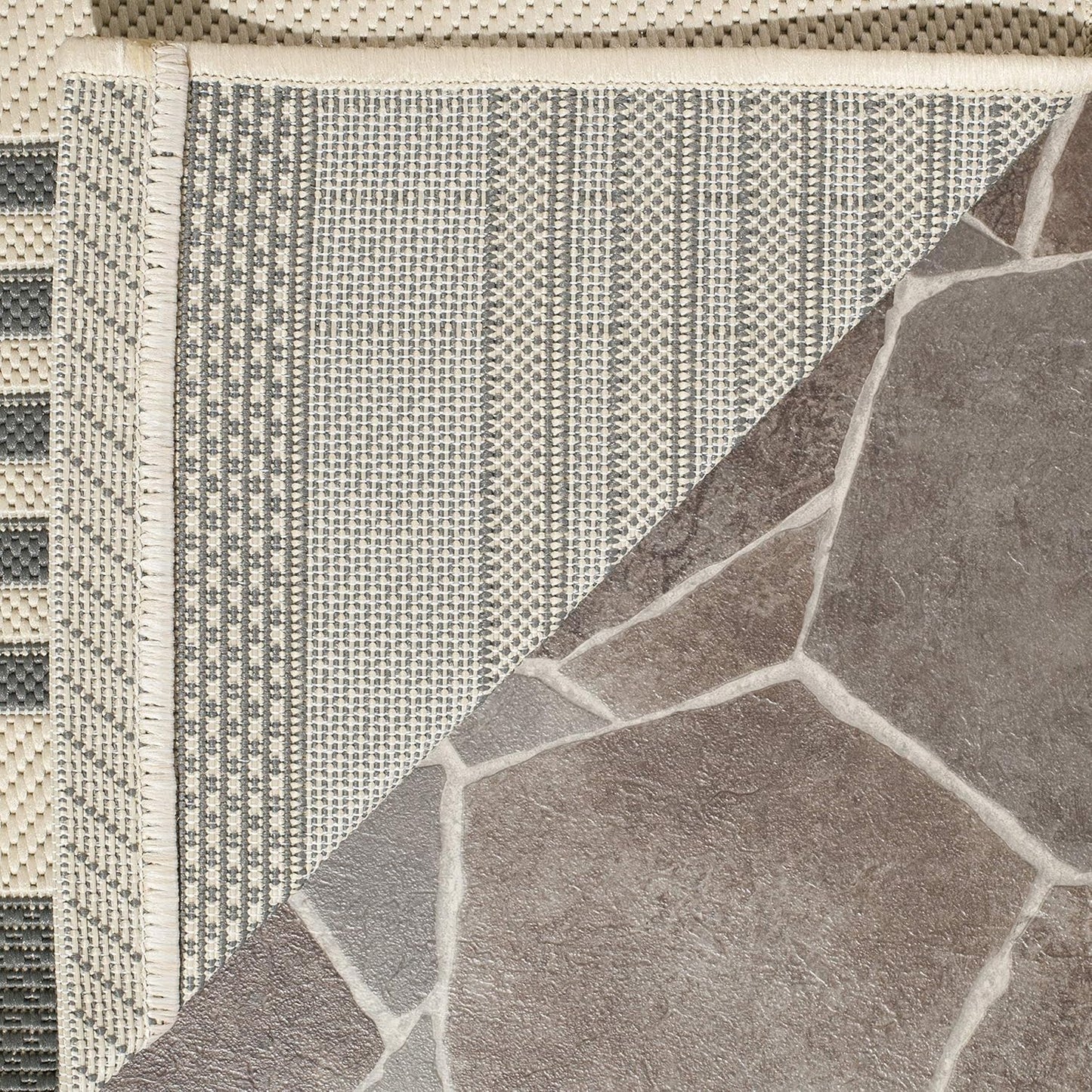 SAFAVIEH Courtyard Collection Accent Rug - 2' x 3'7", Grey & Bone, Stripe Design, Non-Shedding, Easy Care,