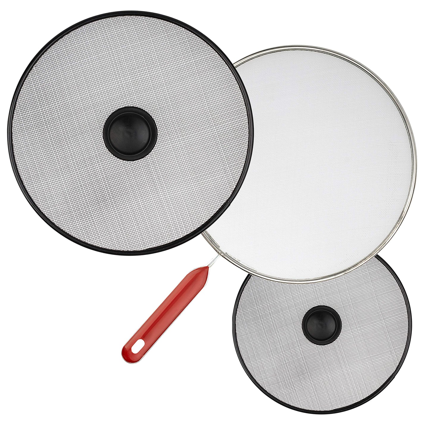 Cooking Oil Pan Cover - Set of 3: 8.2", 11.4" and 11.4" - Grease Stainless Steel Splatter Screen - Skillet Splash Guard Cover for Frying Pan