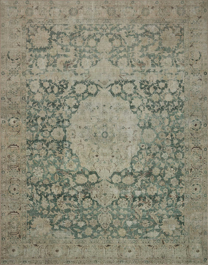 Loloi Magnolia Home by Joanna Gaines Sinclair Collection SIN-05 Jade/Sand 8'-6" x 11'-6", .25" Pile Height, Machine Washable, Area Rug