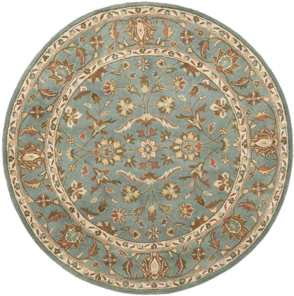 SAFAVIEH Heritage Collection 8' Round Blue / Blue HG969A Handmade Traditional Oriental Premium Wool Area Rug