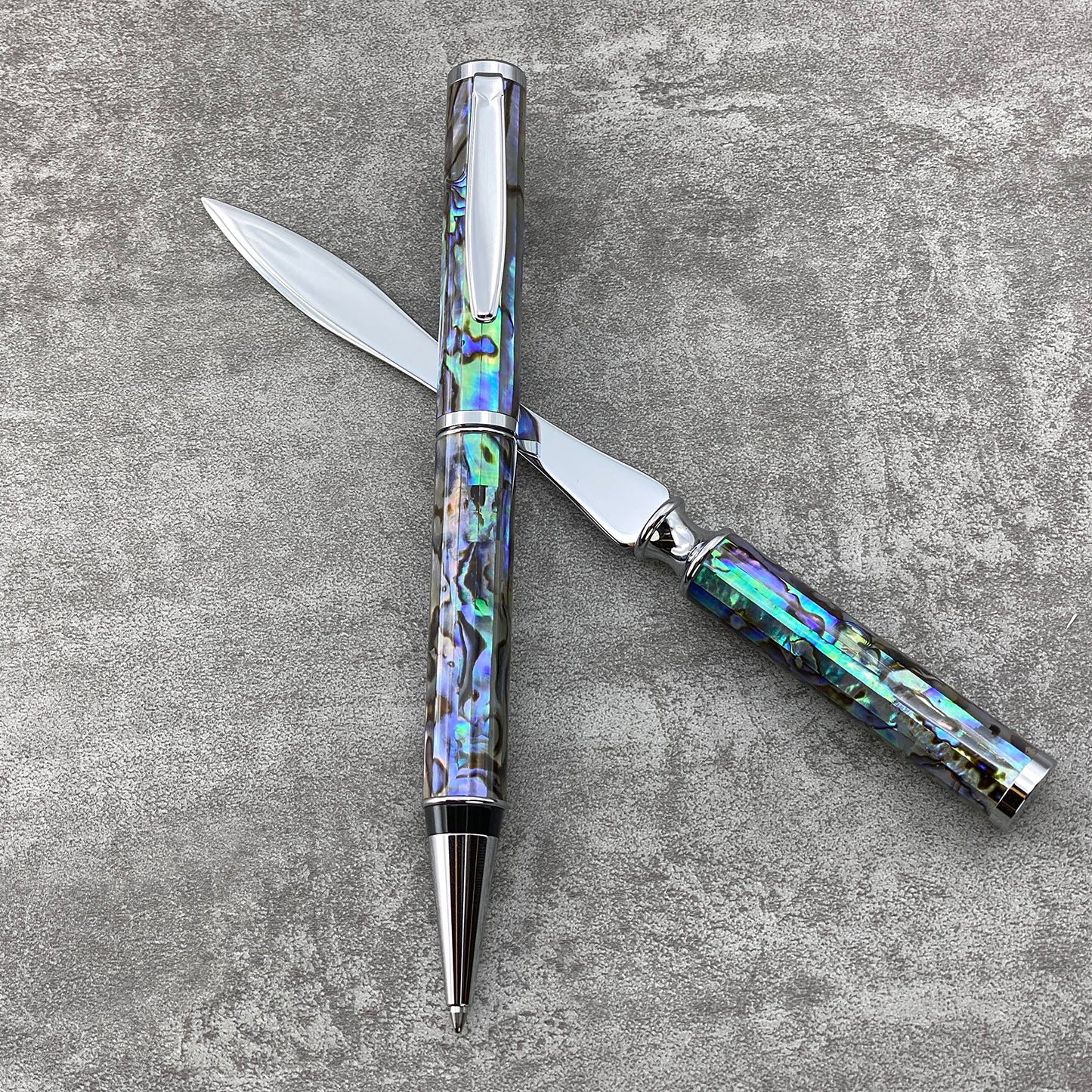 LACHIEVA LUX Luxury Abalone Shell Ballpoint Pen & Letter Opener Set, Elegant Gift for Men & Women, Great for Christmas and Special Occasions