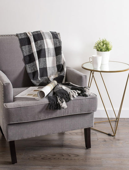 DII Buffalo Check Collection Rustic Farmhouse Throw Blanket, 50x60, Black/White