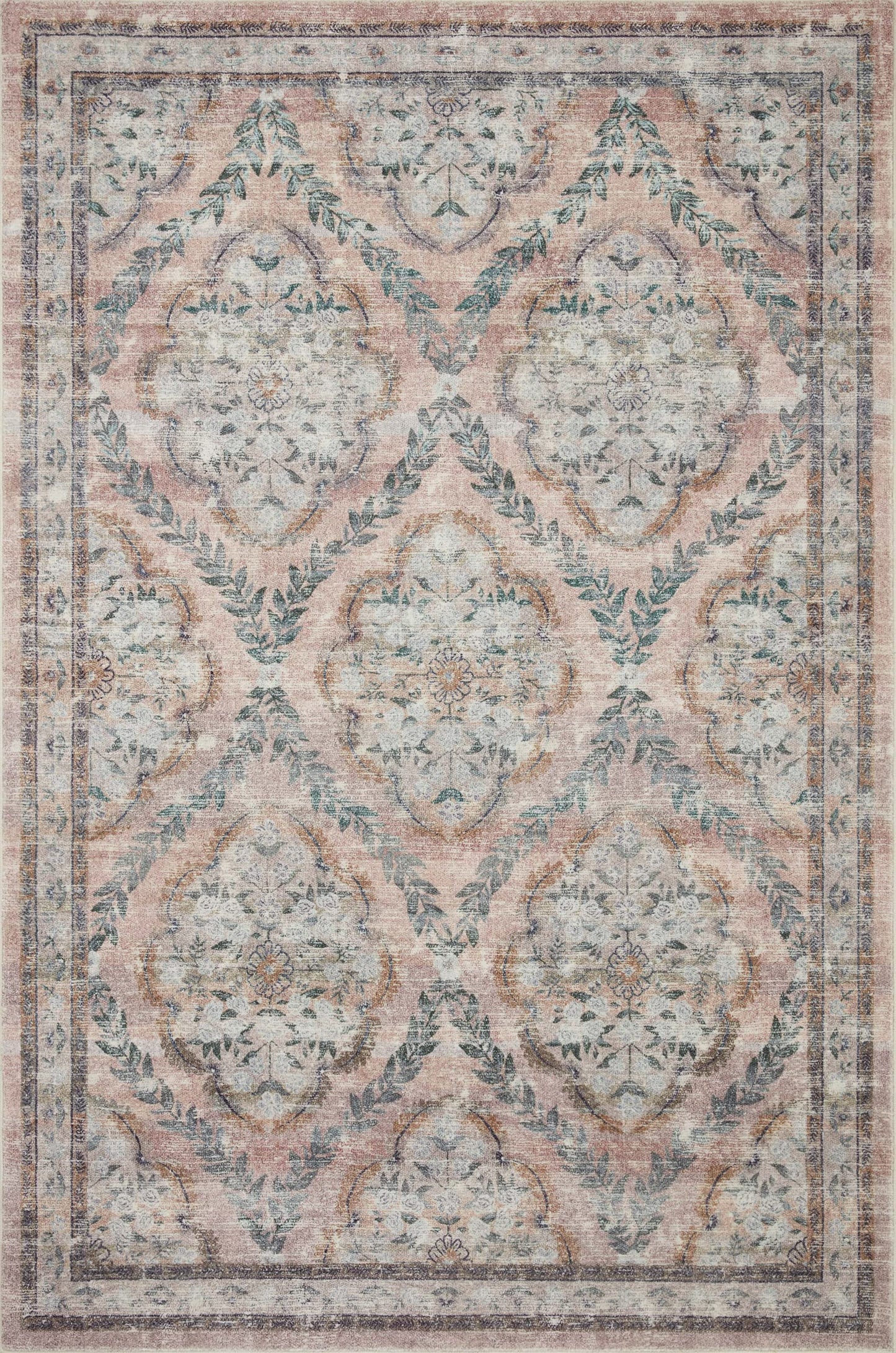 Loloi Rifle Paper Co. Courtyard Collection COU-02 Blush 7'-6" x 9'-6" Area Rug feat. CloudPile