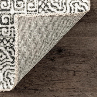 nuLOOM Abstract Tribal Accent Rug, 2' x 3', Grey, Machine Washable Rectangular Rug
