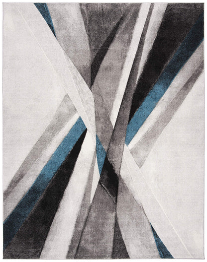 SAFAVIEH Hollywood Collection Area Rug - 9' x 12', Grey & Teal, Mid-Century Modern Design, Non-Shedding & Easy Care, Ideal for High Traffic Areas in Living Room, Bedroom (HLW710D)