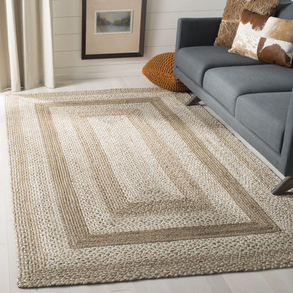 SAFAVIEH Natural Fiber Collection Area Rug - 10' x 14', Grey & Ivory, Handmade Farmhouse Boho Coastal Rustic Braided Jute, Ideal for High Traffic Areas in Living Room, Bedroom (NF884F)