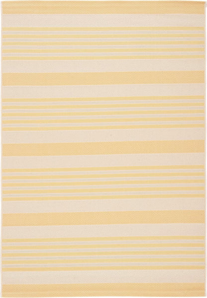 SAFAVIEH Courtyard Collection 2' x 3'7" Gold/Beige CY6062 Nautical Coastal Stripe Indoor/Outdoor Accent Rug