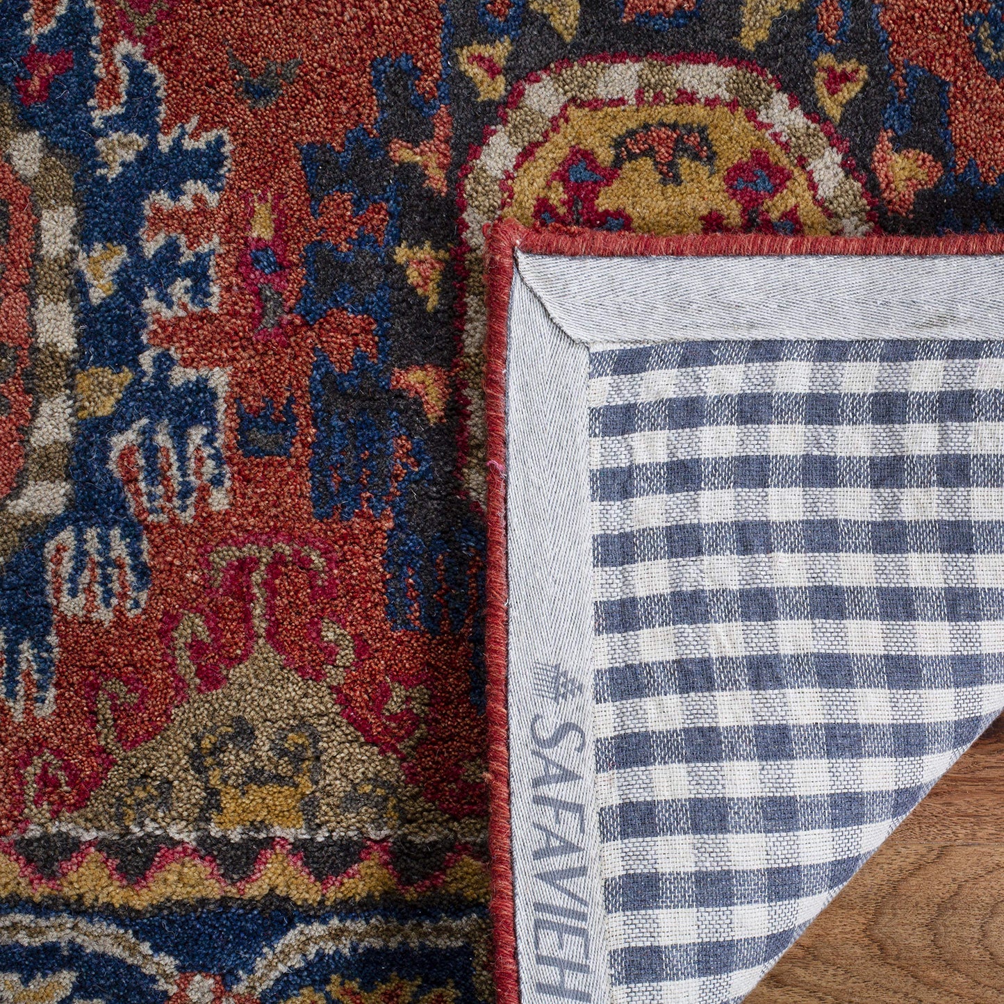 SAFAVIEH Heritage Collection 8' x 10' Rust / Navy HG427P Handmade Traditional Oriental Premium Wool Area Rug