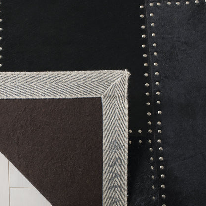 SAFAVIEH Studio Leather Collection Area Rug - 9' x 12', Black, Handmade Mid-Century Modern, Ideal for High Traffic Areas in Living Room, Bedroom (STL174Z)