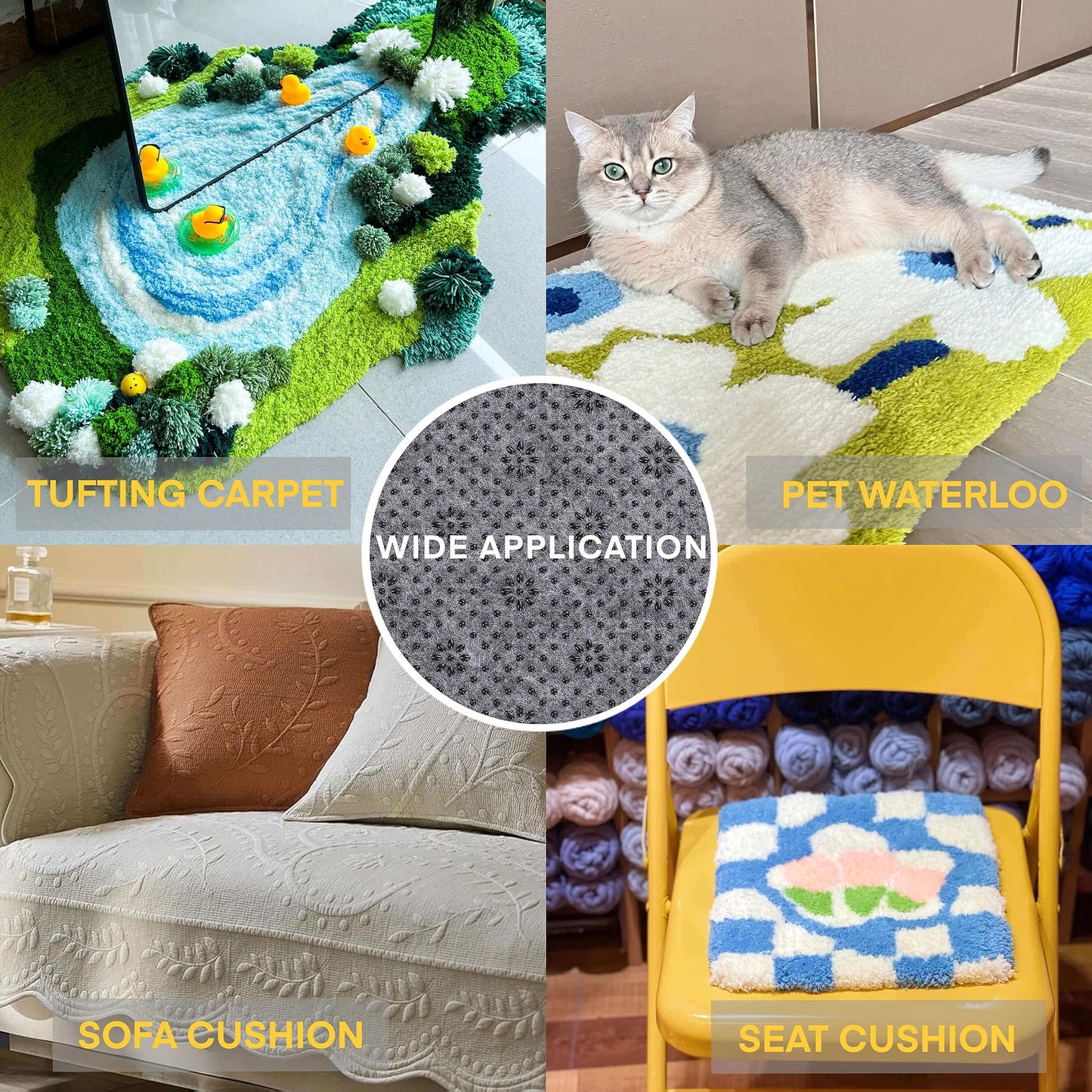 FGCOGOD Rug Backing Fabric Non-Slip Backing Cloth for Tufting Carpets Rug Making Tufting Gun Cushion Punch Needle Upgrade 2mm Thick Tufting Supplies Plum Blossom Pattern (72 x 40 Inch)