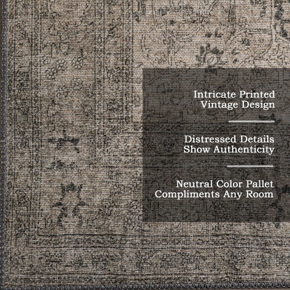 Nuloom Hillstone Collection Agnetha Grey/Taupe, 7'10" x 10', Vintage Medallion, Soft and Cozy, High Traffic, Stain Resistant, Easy Clean, Durable Area Rug for Bedroom, Living Room, Dining, Foyer
