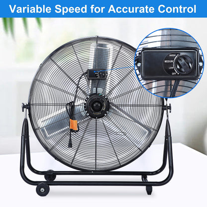 Simple Deluxe Dynamic 30-Inch Floor Fan with Roll Booster - Industrial-Grade Airflow, 360 Degree Adjustable Tilt, and Portable Design for Rapid Cooling and Flexible Air Circulation