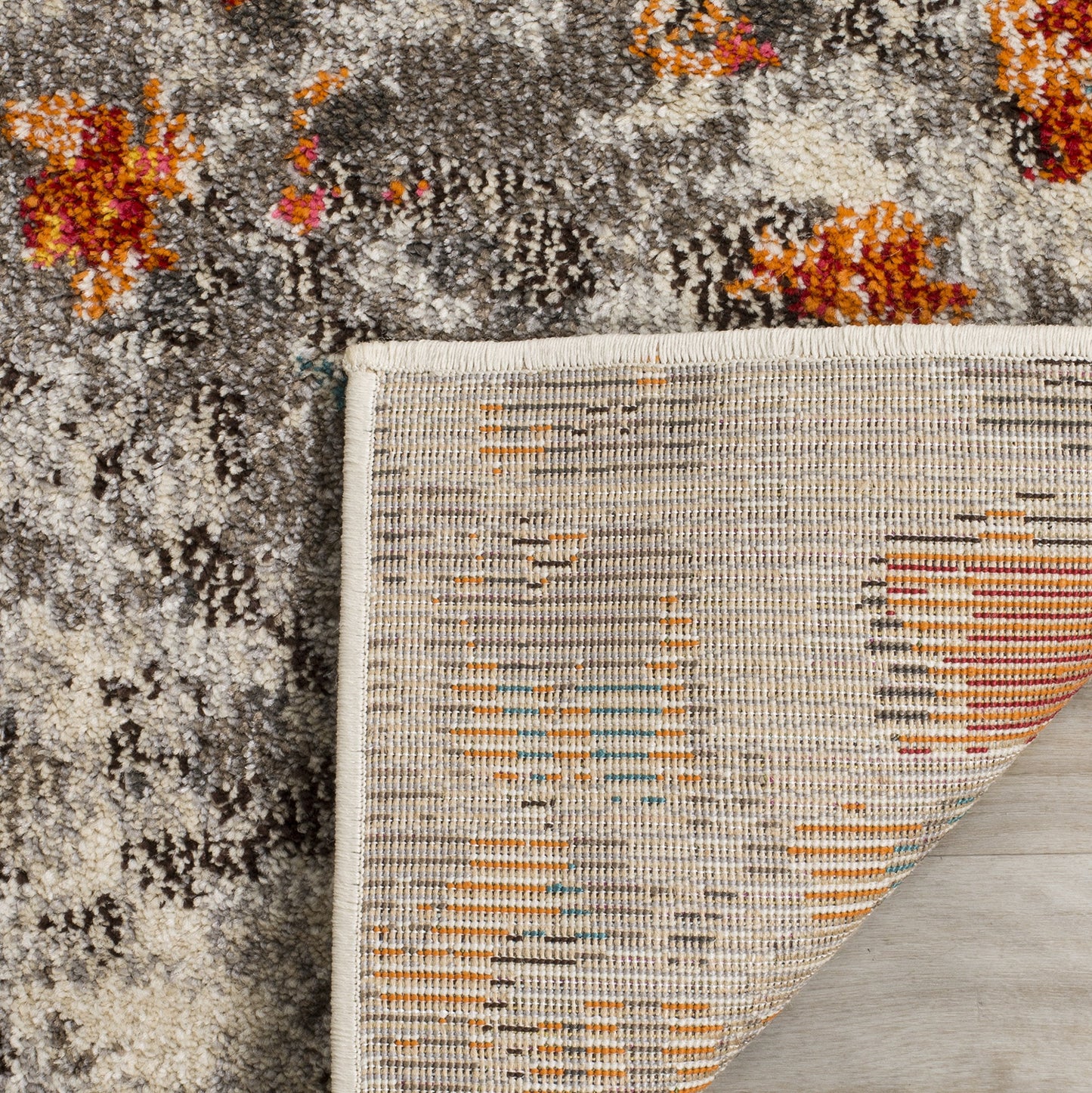 SAFAVIEH Monaco Collection Area Rug - 10' x 14', Grey & Orange, Boho Chic Abstract Watercolor Design, Non-Shedding & Easy Care, Ideal for High Traffic Areas in Living Room, Bedroom (MNC225H)