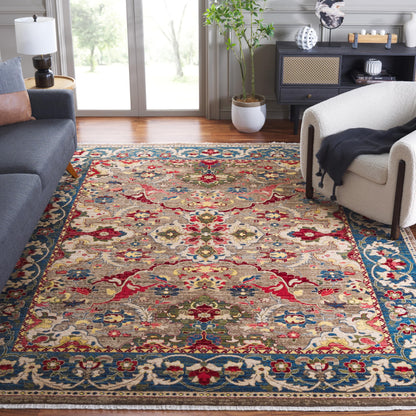 SAFAVIEH Area Rug 8x10 - Kashan Collection - Large - Taupe & Blue, Traditional Oriental Design, Non-Shedding & Easy Cleaning, Ideal for Living Room, Bedroom, Office, Dining Space (KSN307E)