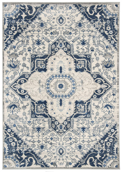 SAFAVIEH Brentwood Collection 10' x 13' Cream/Blue BNT816D Oriental Medallion Non-Shedding Living Room Bedroom Dining Home Office Area Rug