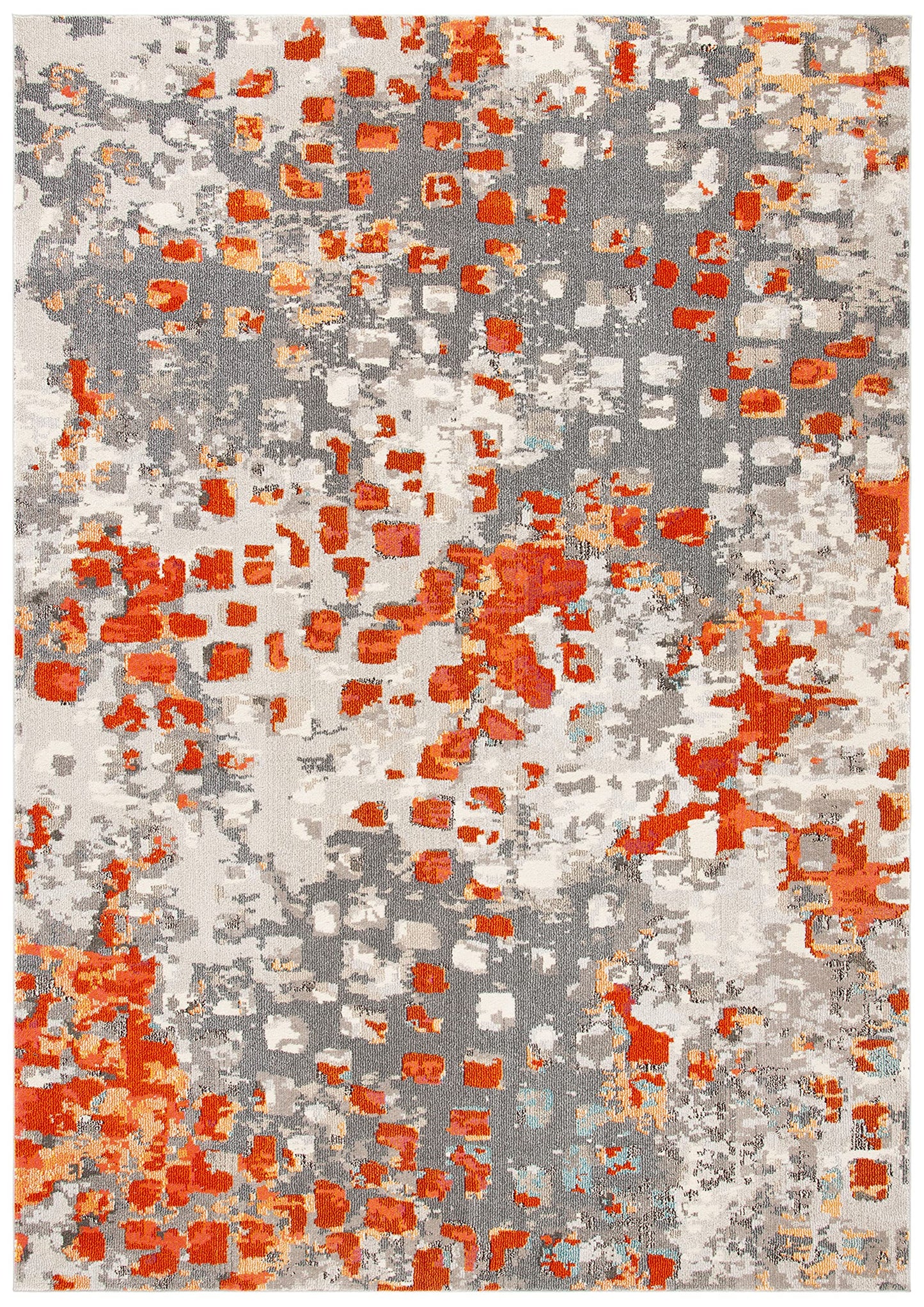 SAFAVIEH Monaco Collection Area Rug - 10' x 14', Grey & Orange, Boho Chic Abstract Watercolor Design, Non-Shedding & Easy Care, Ideal for High Traffic Areas in Living Room, Bedroom (MNC225H)