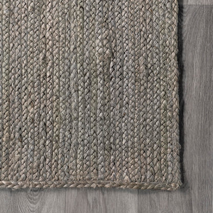 nuLOOM 9x12 Rigo Jute Hand Woven Area Rug, Grey, Solid Farmhouse Design, Natural Fiber, For Bedroom, Living Room, Dining Room, Hallway, Office, Kitchen, Entryway