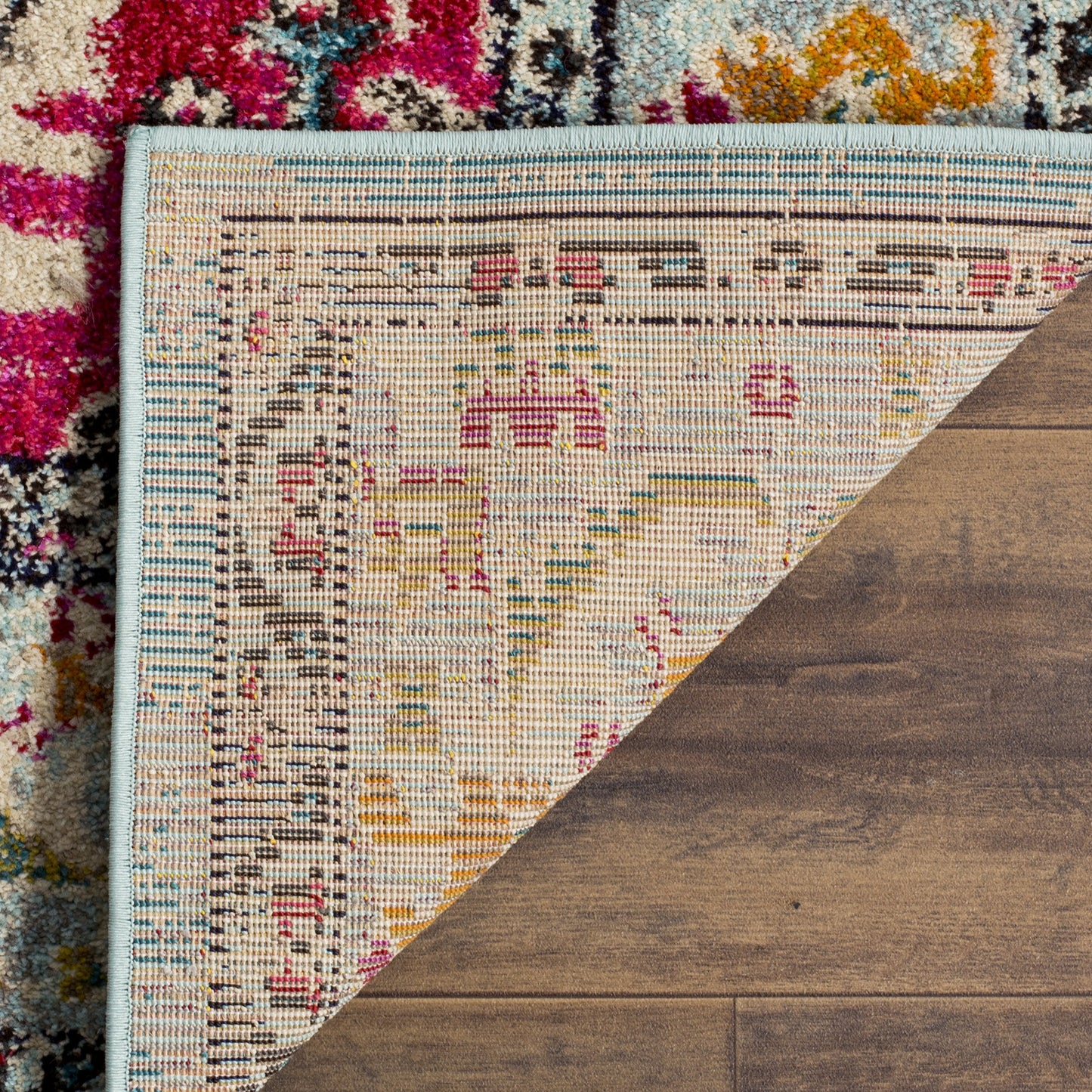 SAFAVIEH Monaco Collection Area Rug - 9' x 12', Light Blue & Fuchsia, Non-Shedding & Easy to Clean, Distressed Medallion Design, Ideal for Living Room, Bedroom, Dining Space (MNC243J)