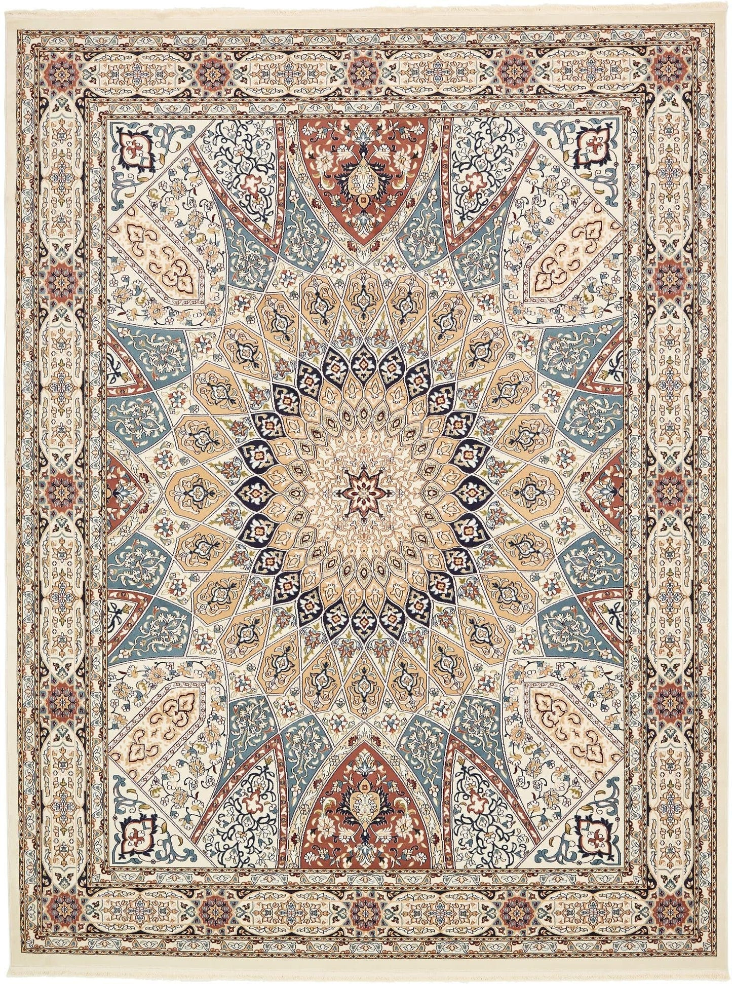 Unique Loom Narenj Collection Area Rug - Adams (10' x 13' 1" Rectangle Ivory/Burgundy)