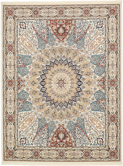 Unique Loom Narenj Collection Area Rug - Adams (10' x 13' 1" Rectangle Ivory/Burgundy)