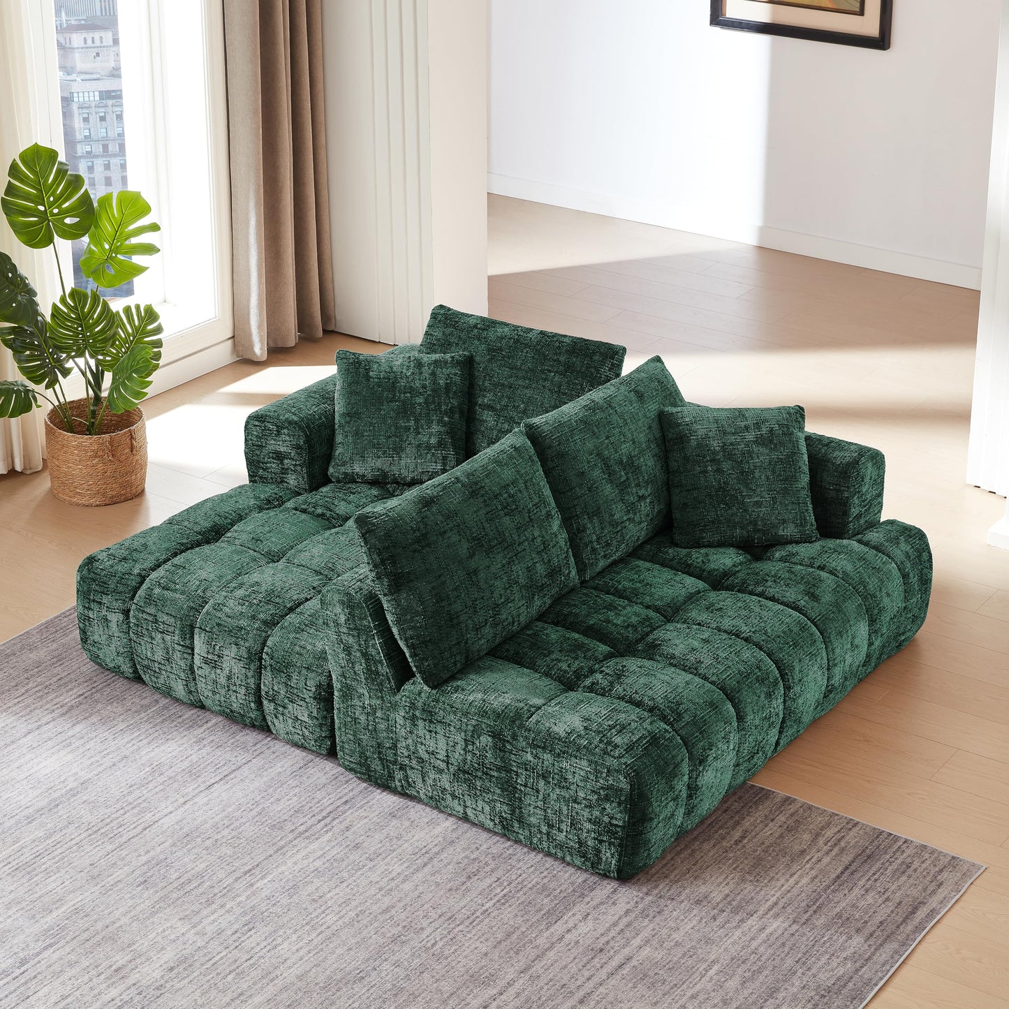 KEIKI 108.3" L-Shape Oversized Sectional Sofa, Premium Chenille Modular Couch for Stylish Apartments, Spacious Lounger for Daily Relaxation, Minimalist Aesthetic, No-Assembly Deep-Comfort Sleeper