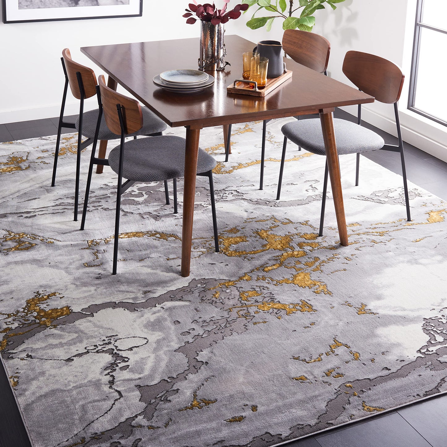 SAFAVIEH Craft Collection Area Rug - 10'6" x 14', Grey & Gold, Modern Abstract Design, Non-Shedding & Easy Care, Ideal for High Traffic Areas in Living Room, Bedroom (CFT860F)