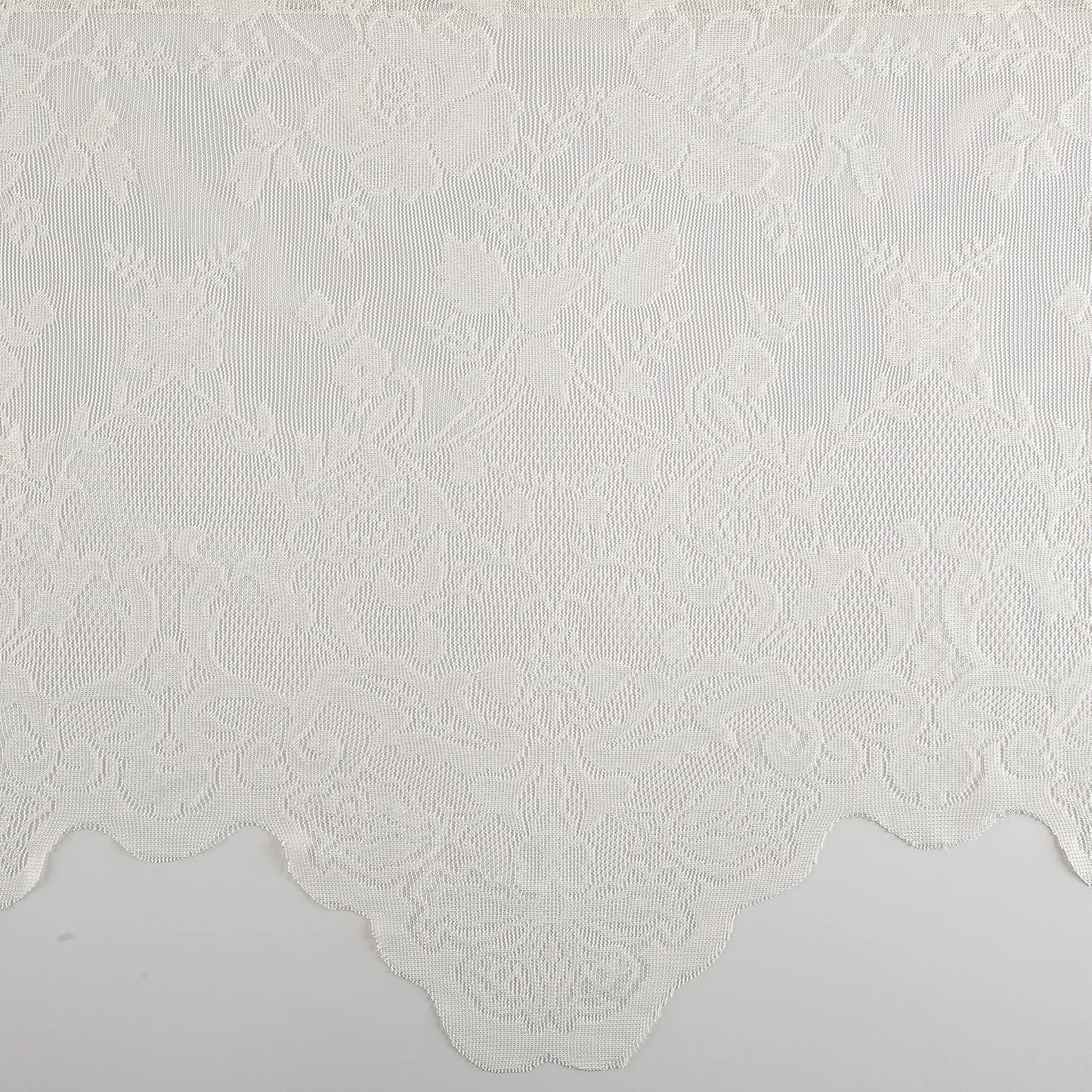 No. 918 Alison Floral Lace Sheer Rod Pocket Kitchen Curtain Tier Pair, 58" x 36", Ivory Color