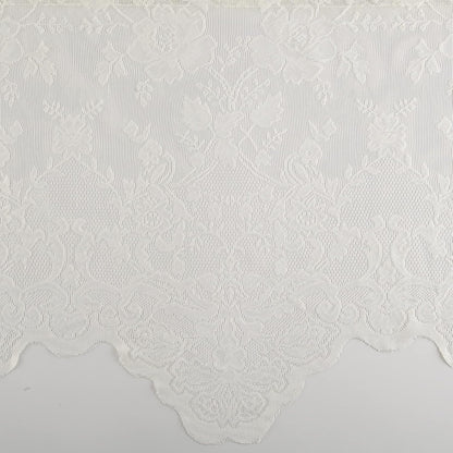 No. 918 Alison Floral Lace Sheer Rod Pocket Kitchen Curtain Tier Pair, 58" x 36", Ivory Color