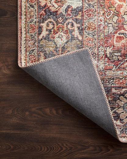 Loloi Layla Collection LAY-02 Spice/Marine 9'-0" x 12'-0" .13" Thick Area Rug, Soft, Durable, Vintage Inspired, Distressed, Low Pile, Non-Shedding, Easy Clean, Printed, Living Room Rug